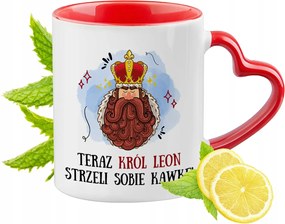 Leon piros bögre szív alakú füllel ajándékba