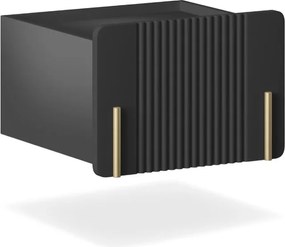 Malmi fali éjjeliszekrény fiókkal 45 cm - fekete matt / arany