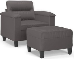 vidaXL szürke műbőr kanapéfotel lábtartóval 60 cm