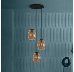 Eglo 390161 - Csillár zsinóron ESTANYS 3xE27/40W/230V barna