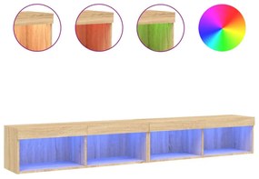 2 db sonoma tölgy színű TV-szekrény LED-ekkel 100x30x30 cm