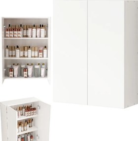 Függő Fürdőszoba Szekrény Fehér 2 Ajtós Modern Fali 3 Polcos 60 CM