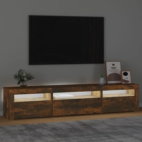 füstös tölgy színű TV-szekrény LED-világítással 195x35x40 cm