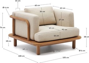 Bézs-natúr színű tömörfa kerti fotel Turqueta – Kave Home