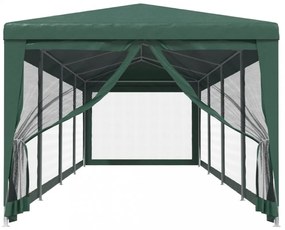 zöld HDPE rendezvénysátor 10 hálós oldalfallal 3x12 m