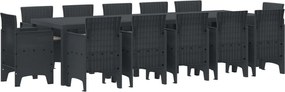 vidaXL Kert étkező szett 13 pcs Antracit Szintetikus rattan