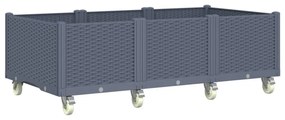 vidaXL kékszürke polipropilén rácsos kerekes ültetőláda 150 x 80 x 54 cm