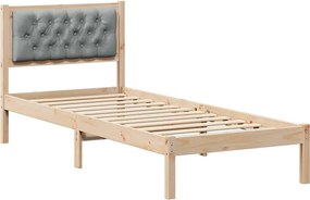 vidaXL Ágykeret fejtámlával Világosszürke 75 x 190 cm Tömör fenyőfa