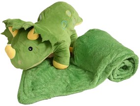 Plüss DÍNÓ zöld babatakaróval belül