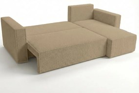 SMART BOUCLE L alakú kihúzható, megfordítható sarokkanapé 232x143 cm, sötétbézs
