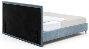 Kék kárpitozott franciaágy matraccal és ráccsal 180x200 cm Noira Slim - Bonami Selection