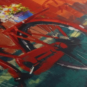 Piros kerék képe, akril festés (120x50 cm)