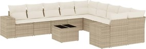 vidaXL 11 részes bézs polyrattan kerti ülőgarnitúra párnákkal