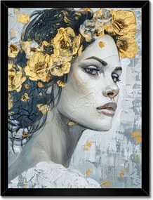 Poszter fekete keretben 30x40 Lány arany koszorúval