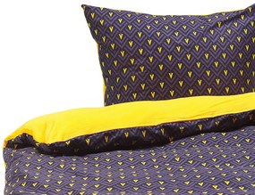 Sötétkék és sárga pamutszatén ágynemű-garnitúra 155 x 220 cm WALLINGFORD Beliani