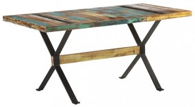 tömör újrahasznosított fa étkezőasztal 160 x 80 x 76 cm