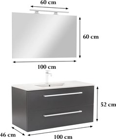 Vario Clam 100 alsó szekrény mosdóval antracit-antracit