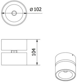 Lámpa Mennyezeti BIANCO 15W 1500lm, AC220-240V, 50/60 Hz, PF>0,5, Ra≥80, IP20, IK06, 36°, 4000K, kör, fekete