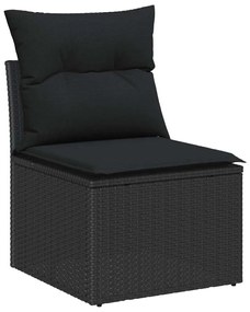 Kerti Kanapé Szett 7 pcs Fekete Poli rattan, porfestett acél