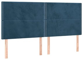 sötétkék bársony LED-es fejtámla 180x5x118/128 cm