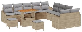 vidaXL Kerti Kanapé Szett párnával tárolóval 13 pcs Bézs Poli rattan