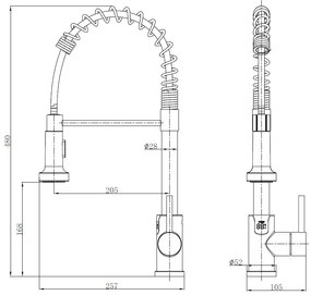 Austler FH-3113 mosogató csaptelep - kiemelhető multifunkciós fej - vízhőfok kijelző (gunmetal)