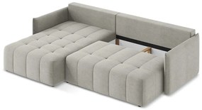 Világosszürke kinyitható-tárolóhelyes sarokkanapé (bal oldali-heverő résszel) Moku – Makamii