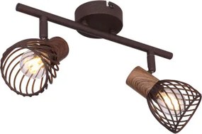 Globo 54817-2 Spot fém rozsdabarna sötét fa megjelenésű betéttel. Kapcsoló a talpra szerelve. LxH:300x145, exkl. 2xE14 40W 230V