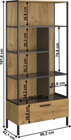 Polcállvány nyitott 1S, craft tölgy arany/antracit, SANTANA