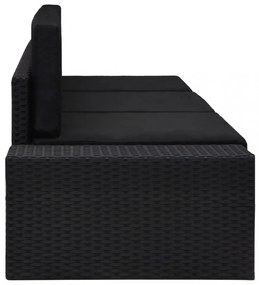 3 személyes fekete elemes polyrattan kanapé
