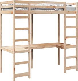 vidaXL Tetőtéri ágykeret Természetes 80 x 200 cm Tömör fenyőfa