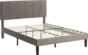 HOMCOM Két Személyes Ágykeret, 140 x 190 cm, Fémkeret, Állítható Fejtámla, Rácsos Alap, Tároló Az Ágy Alatt, Könnyű Összeszerelés, Szürke | Aosom