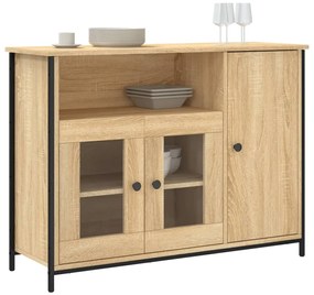 sonoma tölgy színű szerelt fa tálalószekrény 100 x 35 x 75 cm