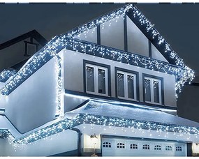 7,95 m-es 240 LED-es jégcsap fényfüzér, hybrid tölthető-napelemes, hideg fehér, 8 világítási mód, időzíthető, távvezérlős