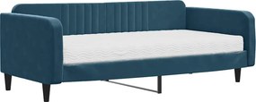 vidaXL kék bársony heverő matraccal 100 x 200 cm
