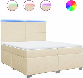 vidaXL krémszínű szövet rugós ágy matraccal 200 x 200 cm