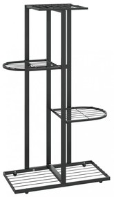 fekete 4 szintes acél virágtartó állvány 43 x 22 x 76 cm