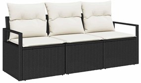 Kerti Kanapé Szett párnával tárolóval 3 pcs Fekete és Krém