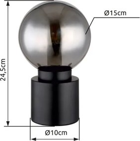 Globo 21003BB Asztali lámpa fém matt fekete, fém matt sárgaréz, füstszínű üveg, billenőkapcsoló a kábelen, ø: 150mm, M:245mm, kábelhossz 1500mm, nem tartozék: 1x E14 25W 230V