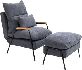 HOMCOM Relax Fotel Lábpihenővel Állítható Hátmasszázzsal, Kihajtható Funkcióval, Párnával, Modern Lounge Fotel Kordbársonyos Kivitelben, 180 kg Teherb