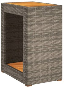 szürke polyrattan falapos kerti kisasztal 60x40x75 cm
