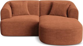 Terrakotta színű kordbársony sarokkanapé (jobb oldali-heverő résszel) Campi – Cosmopolitan Design
