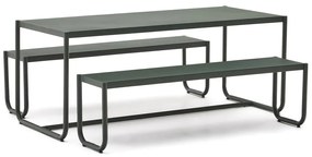 Sötétzöld fém négyszemélyes kerti étkezőgarnitúra Sotil – Kave Home