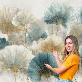 Fotótapéta Nappali Hálószoba Ginkgo biloba levelek Natura Boho 588x280 MLN09W