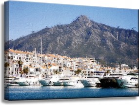 Vászonkép Hajók Nyár Monaco Hegy 60x40 cm Ideális ajándék