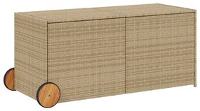 Vegyes bézs polyrattan kerti tárolóláda kerekekkel 283 L