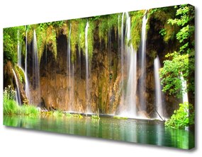 Vászonkép Waterfall Lake Nature 120x60 cm