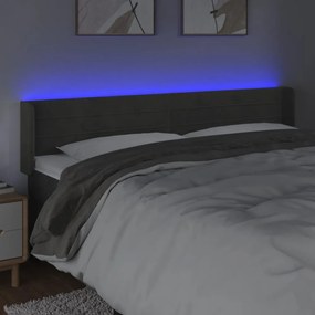 sötétszürke bársony LED-es fejtámla 203 x 16 x 78/88 cm