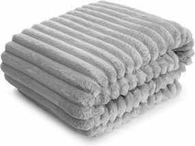 Vastag Takaró Soft ezüst 200x220 csíkos 3D csíkos Meleg Puha Pléd Takaró Glam