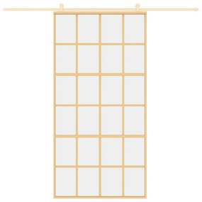 Aranyszínű átlátszó ESG üveg és alumínium tolóajtó 102,5x205 cm